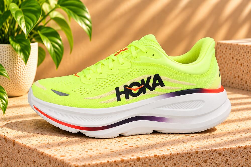 NWT HOKA Men's Bondi 9 Running Shoes Neon Yuzu Sunlight Size 9.5 Medium